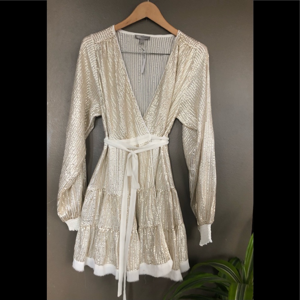 BNWT ASOS Gold Wrap dress,  small!